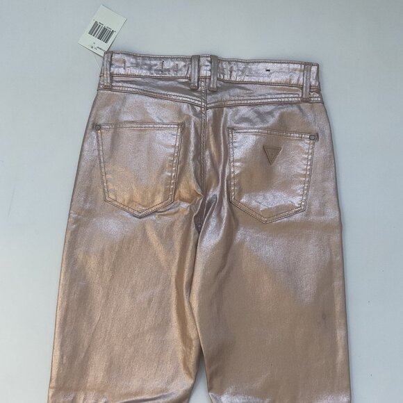 Guess Women’s 1981 High Rise Skinny Jeans Foil Gold Metallic Size 28 - Picture 7 of 8